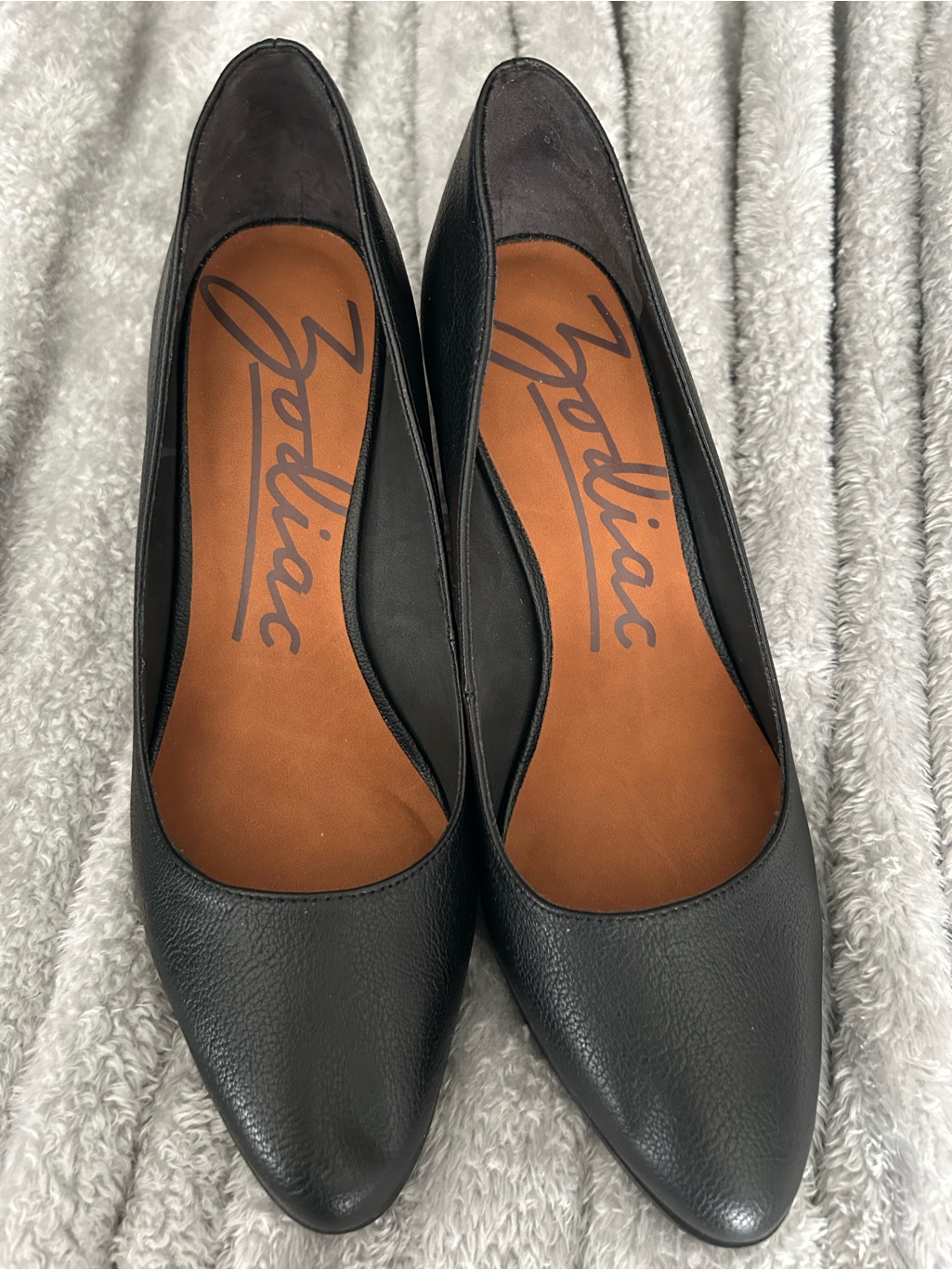 Zodiac Black Pointed-Toe Leather Heels